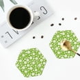thumbnail image 5 of Pofeuu Green White Flowers Print Leather Coasters Set of 6, Round Cups Mugs Mat Pad for Home Kitchen Heat Resistant Drink Coasters,Hexagon, 5 of 7