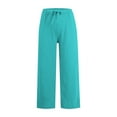 thumbnail image 4 of Karight Women's Casual Trousers Solid Drawstring Waist Long Pants With Pocket, 4 of 9