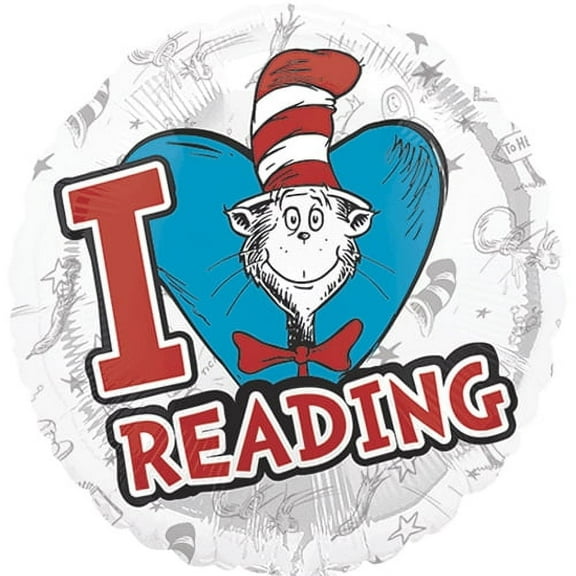 Cat in the Hat 'I Love Reading' Foil Mylar Balloon (1ct)