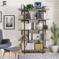 thumbnail image 2 of CAPHAUS 5-Tier Book Shelf, 71" H Vintage Industrial Bookcase with Open Display Shelving, Wooden and Metal Shelving Unit, Bookshelves and Bookcases, Stand Shelf for Bedroom, Home Office, Dark Grey, 2 of 9