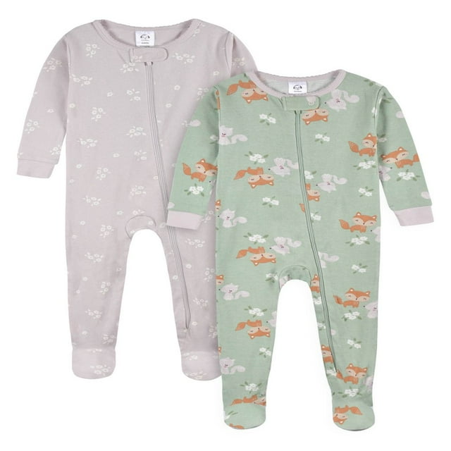 Baby & Toddler Girl Snug Fit Footed Cotton Pajamas 2-Pack