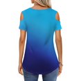 thumbnail image 7 of Tshirts Women Trendy Women's Summer Fashion Casual Gradient Printed Strapless V-Neck Short Sleeve T-Shirt Top, 7 of 7