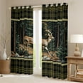 thumbnail image 3 of Feelyou Wildlife Deer Moose Men Black Out Curtains, Vintage Green Buffalo Curtains Pack of 2 (42x63 Each), Rustic Farmhouse Tree Bedroom Curtains, Window Curtains Home Decor, 3 of 7