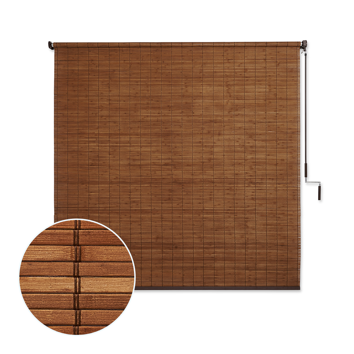 Coolaroo Bamboo Outdoor Roller Shade, 6' x 6'; Teak