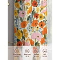 thumbnail image 6 of Watercolor Floral Sheer Curtains 96 Inch Length 2 Panels Set Window Treatments, Spring Poppy Daisy Flowers Botanical Beige Rod Pocket Semi Curtains for Living Room/Bedroom/Kitchen, 104"W x 96"L, 6 of 7