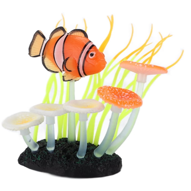 Decoración para el paisaje del tanque de peces, planta de acuario de hongos artificiales, hongo artificial brillante para decoración, simulación de decoraciones de plantas de coral, calidad en la que puede confiar