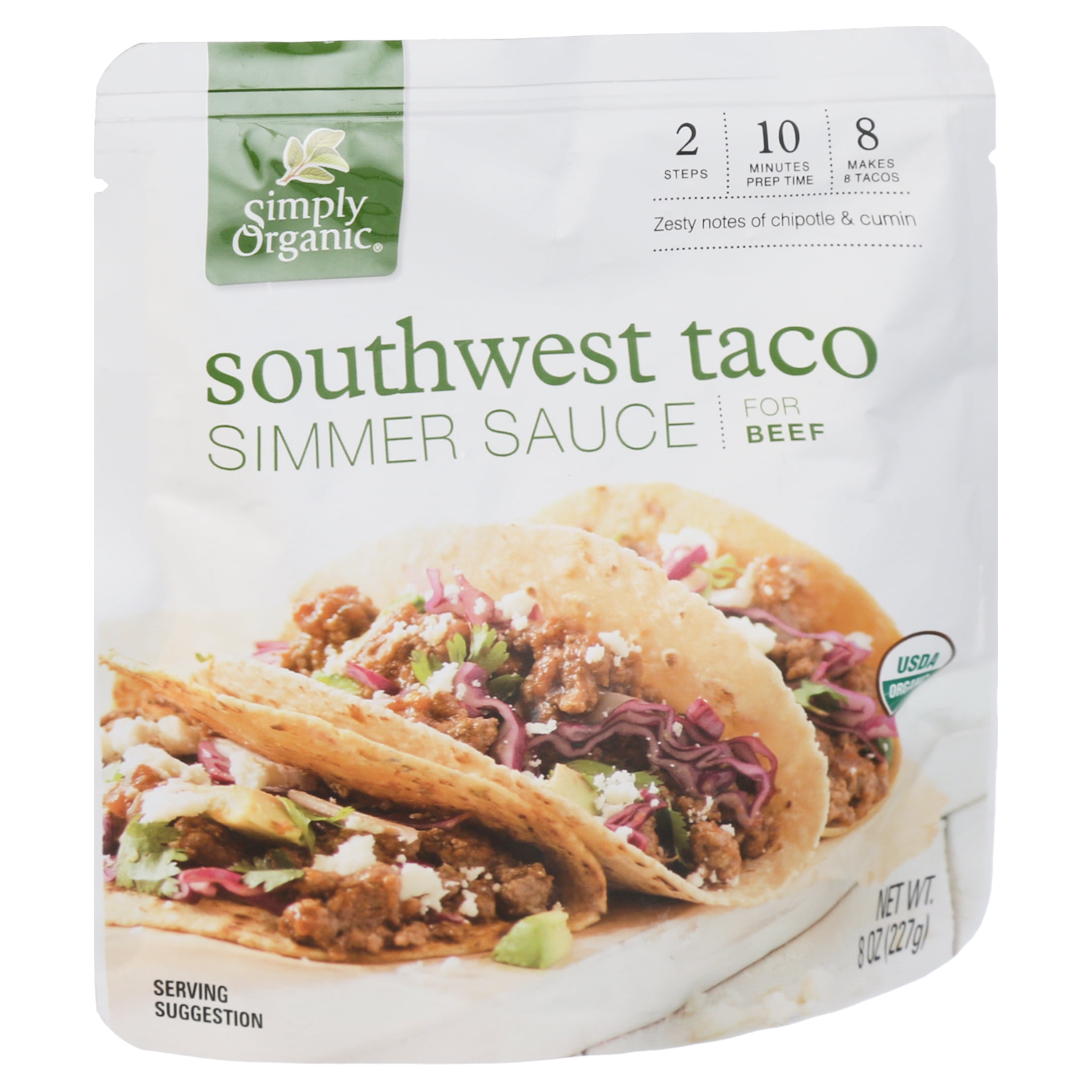 (3 pack) Simply Organic Southwest Taco Simmer Sauce For Beef, 8 oz (227 g)