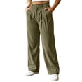 thumbnail image 2 of SOOMLON Corduroy Pants for Women Wide Leg Plus Size Button Pants Work Long Pants with Pockets Winter Business Pants, 2 of 7