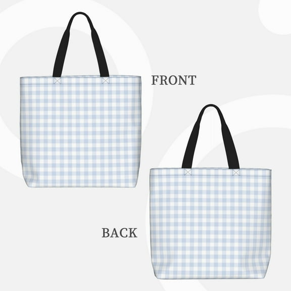 Lafuoo Blue Checkboard Pattern Single Shoulder Convenience Bag, Large Capacity Zippered Handbag for Shopping, Unisex-One Size