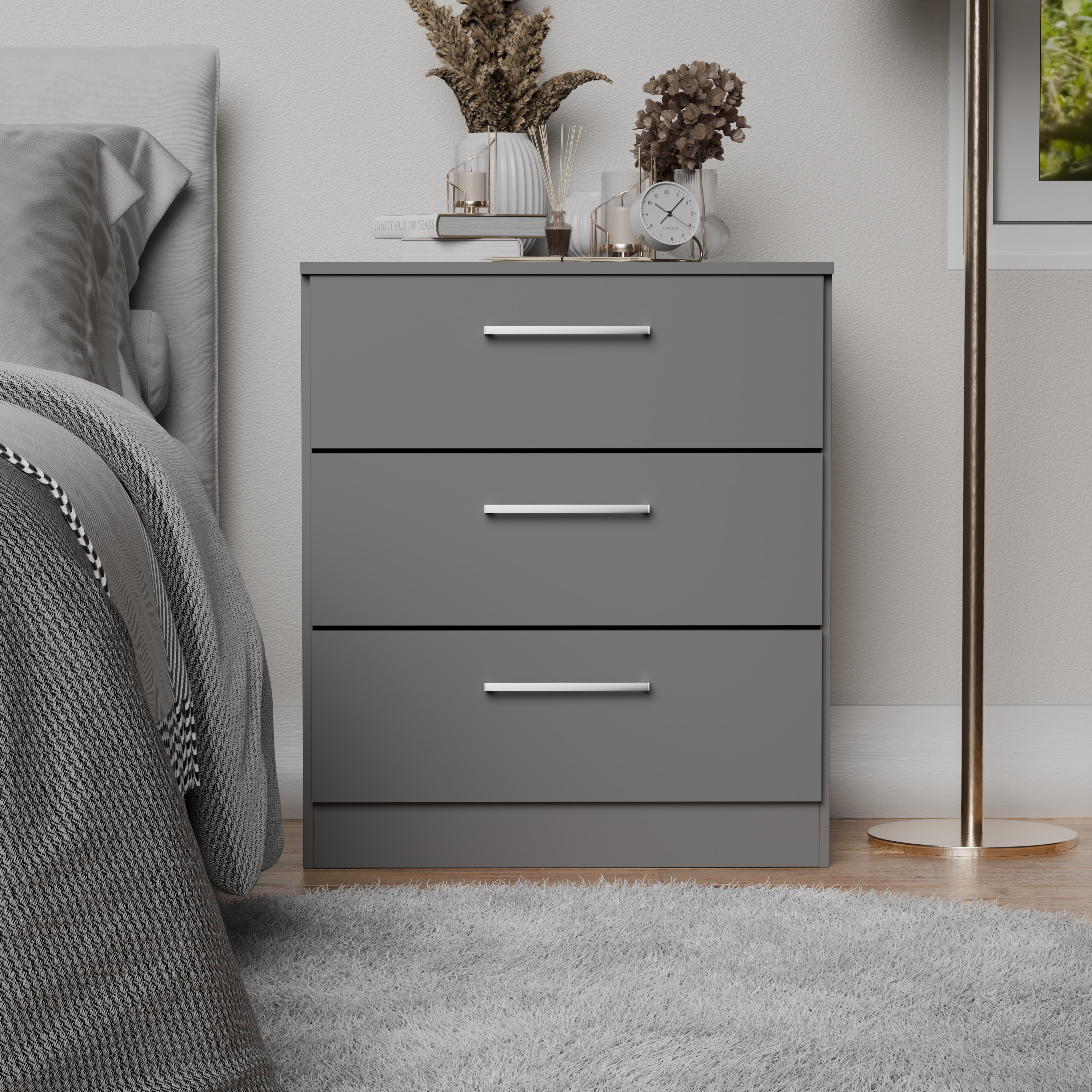 Kappesberg Jolyne 3-Drawer (Set of 2) Dresser Combo, Modern Bedroom Storage, for Adults and Teens, Gray