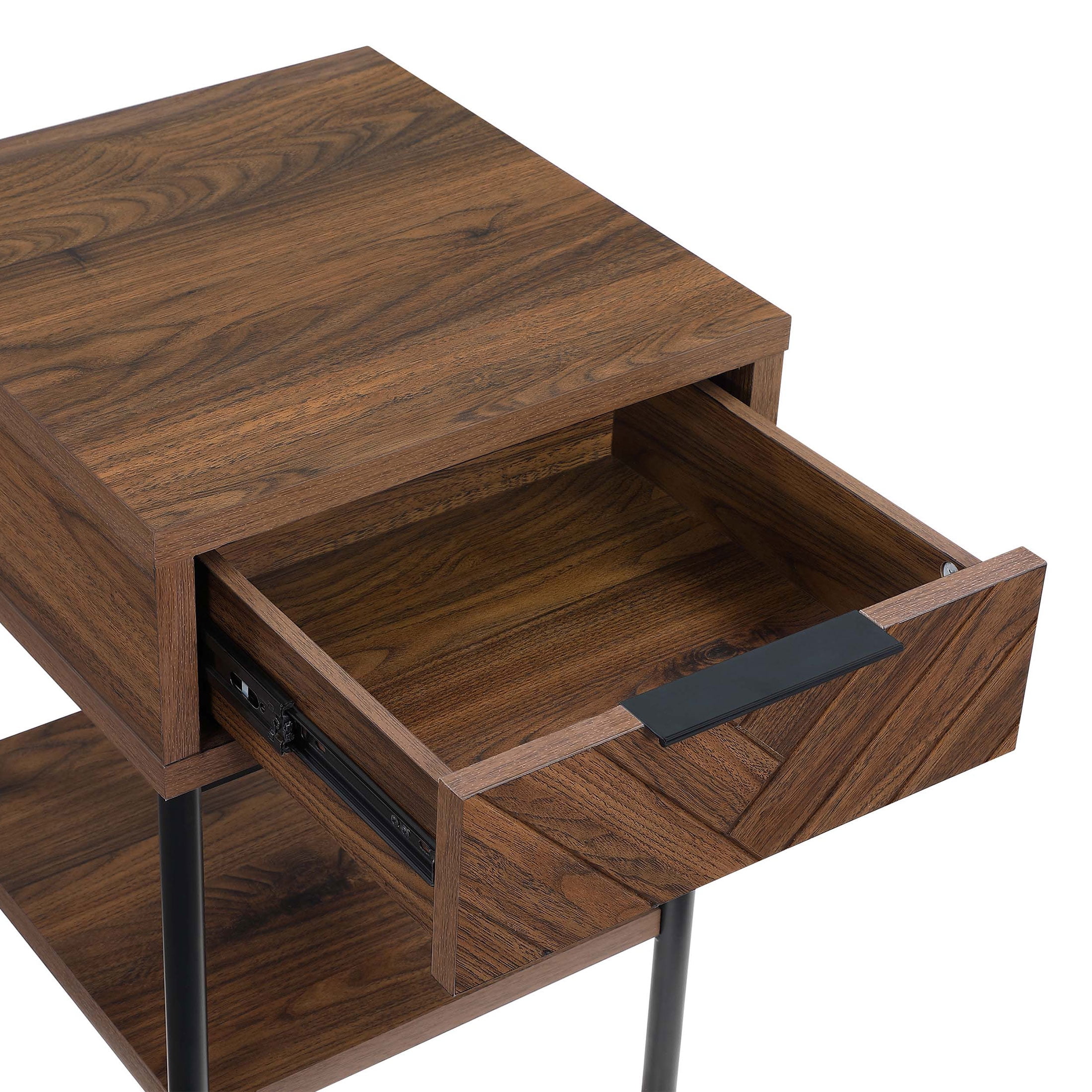 (2 pack) Better Homes & Gardens Wyatt Geo End Table, Walnut Finish