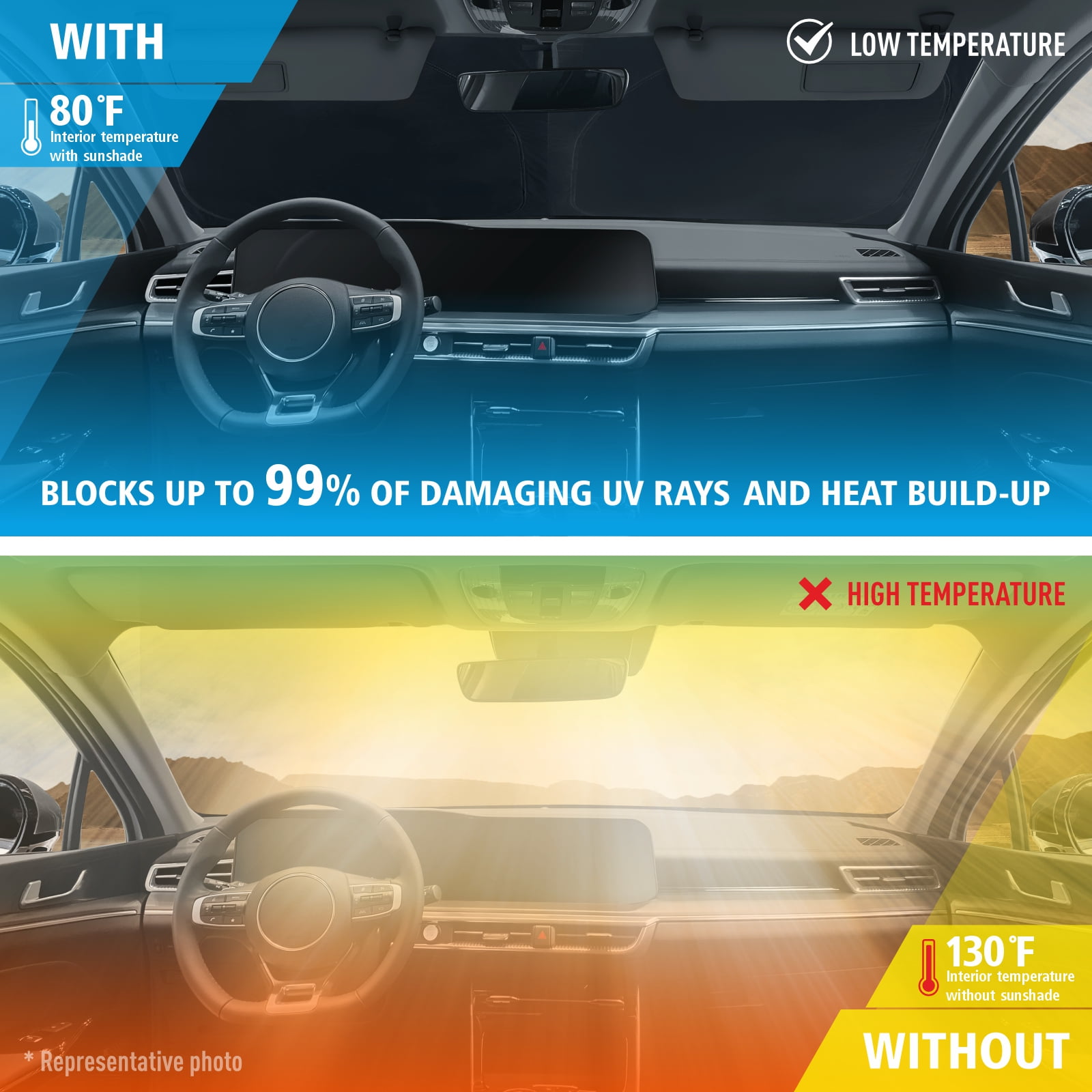 CLIM ART Windshield Sun Shade for Toyota RAV4 2019-2025, Custom-Fit Foldable Car Sunshade, Vehicle Sun Protector, Front Auto Windshield Cover, Car accessories - WS4008