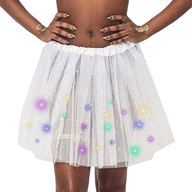 SUNSIOM Women Cos-Play Half Dress, Mesh Star Pattern Lighting Lamp Princess Cute Dancing Skirt