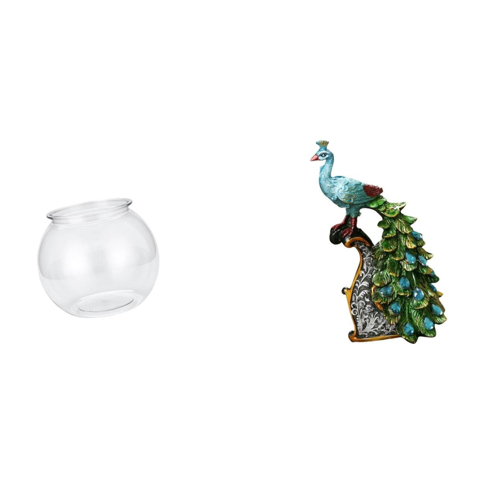 CarpNettore Elegant Transparent Peacock Fish Tank Vase Ornament for Office Table Home Bedroom Living Room Bookshelf Decoration Collection