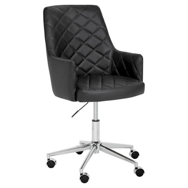 Sunpan Chase 17-21" Transitional Faux Leather Office Chair in Black