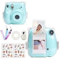 Caiyoule Clear Case for Fujifilm Instax Mini 7  Camera Protective Case with Back Photo Storage Pocket, Selfie Mirror, Adjustable Shoulder Strap