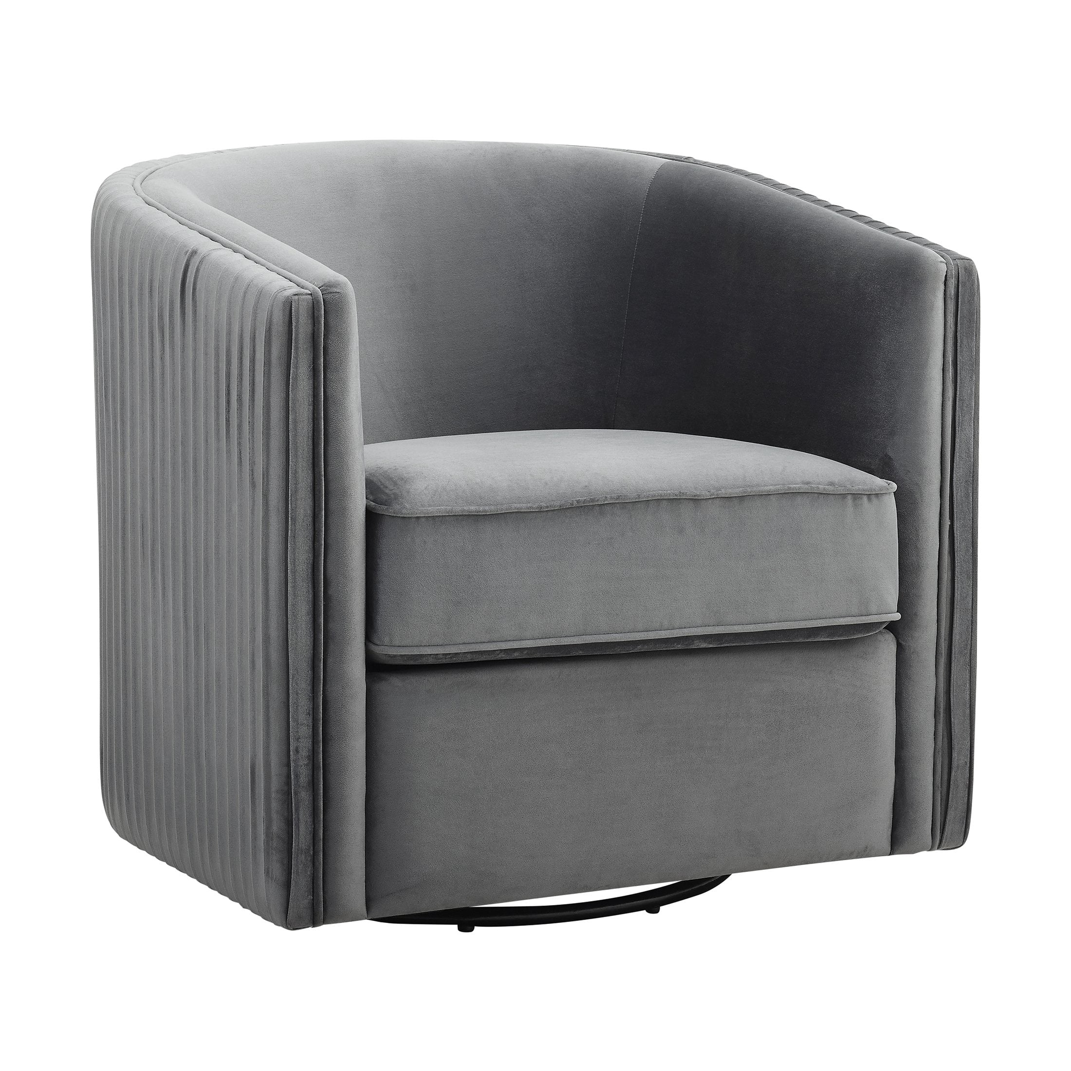 OakvillePark Osprey Velvet Fabric Upholstered Swivel Barrel Chair, Gray