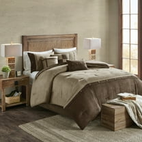 Bedding Sets, 7 Piece Faux Suede Comforter Set Brown King, Bed Sets, Comforter Sets,