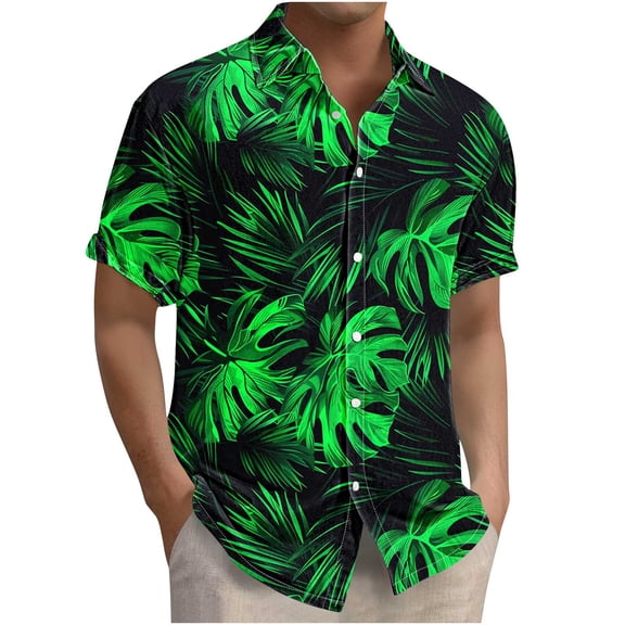 Kilaqueen Men's Hawaiian Shirt Short Sleeve Button Down Lapel Shirt Tropical Floral Beach Vacation Summer Pullover Party Holiday Shirt