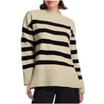 thumbnail image 1 of Chbgutlmr Chandails pour Femmes Automne Ample Décontracté Manches Longues Col Rond Rayé Bloc de Couleur Tricot Hauts, 1 of 6