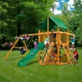 thumbnail image 3 of Gorilla Playsets Chateau Wooden Swing Set with Green Vinyl Canopy, Rock Climbing Wall, and Alpine Wave Slide, 3 of 12