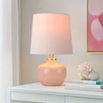 thumbnail image 3 of 15" Hand-Blown Glass Table Lamp Set, Blush Pink Velvet Shade, Pink Glass Base, Small Accent Lamp For Girls Bedroom Nightstand, Living Room, Kitchen Counter(Bulb Not Included), 3 of 7