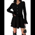 thumbnail image 1 of Conjunto de 2 Piezas de Suéter y Falda para Mujer, Cárdigan Informal de Larga, Faldas de Punto y Conjuntos de Estar A Juego. Negro M, 1 of 9