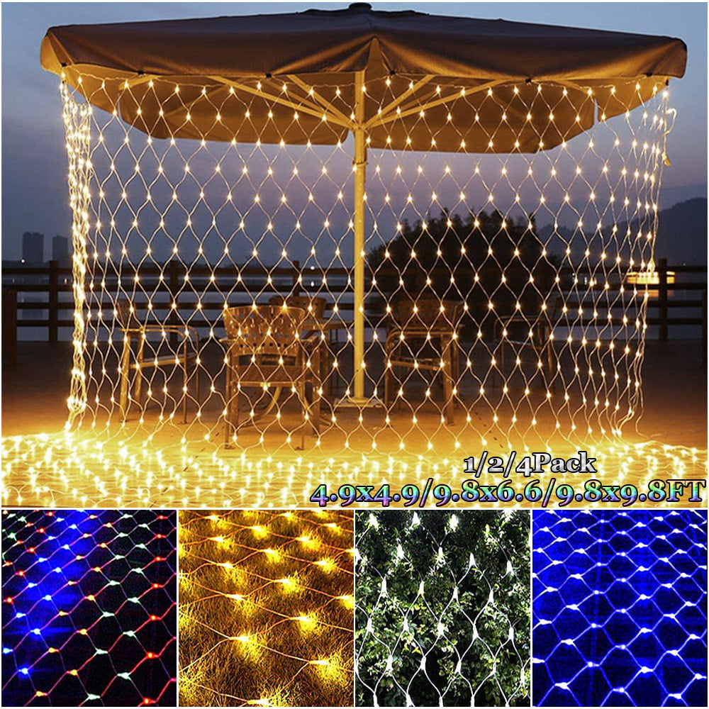 US 4.9ft*4.9ft 96 LED String Fairy Light Net Mesh Curtain Xmas Party Connectable 