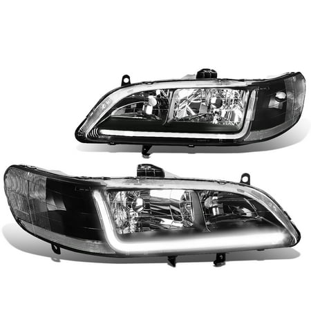 01 Honda Accord Coupe Headlights For 1998 to 2002 Honda Accord LED DRL Light Bar Headlight Black Housing Clear Corner Headlamp 99 00 01 Left+Right ()