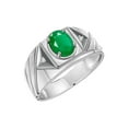 thumbnail image 2 of RYLOS Men's Rings Sterling Silver Rings Classic Designer Style 8X6MM Oval Gemstone & Diamond Ring Emerald May Birthstone Rings For Men Size 13, 2 of 6
