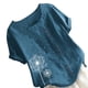 thumbnail image 5 of Camisa de mujer con botones, blusa informal de manga corta con cuello redondo, verde oscuro, M AweSitey AP001735-18, 5 of 7