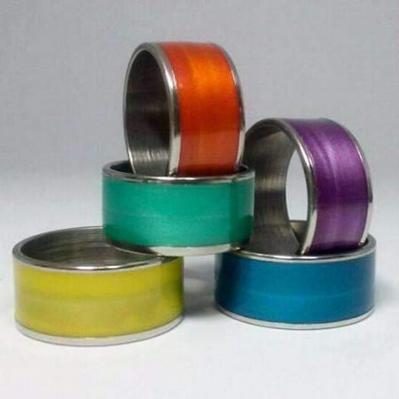 ON SALE - Glossy Colored Enamel Wide Band Ring 10mm ~ 5 Funky Colors to Choose Teal /