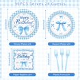 thumbnail image 2 of Blue Bow Birthday Party Supplies, 96 AFN1Pcs Coquette Party Plates, Napkins, Forks, Blue Bow Theme Tableware Birthday Supplies for 24 Guests, Bachelorette Decorations, 2 of 3