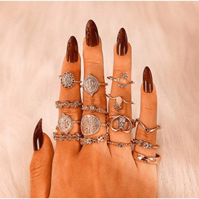 TAMHOO 9/12/15/16 Pcs Open Rings Set for Women with Sparkling Cubic  Zirconia- Finger Rings Pack Stackable Rings for Teens,White Gold/Rose  Gold/Gold