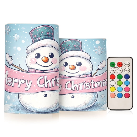 BZSMCE Flameless Candles LED Lights Cute Snowman Painting Creativity Battery Candles