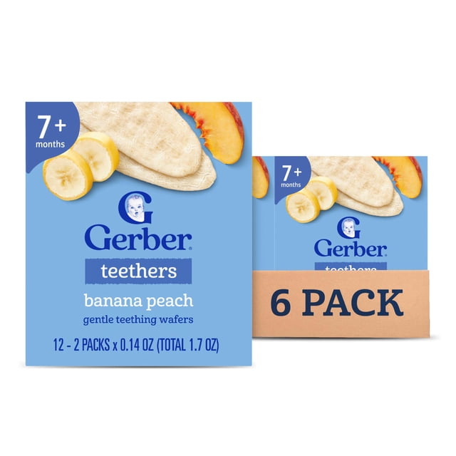 Galletas para Dentición Gerber Plátano Durazno 6 Paquetes