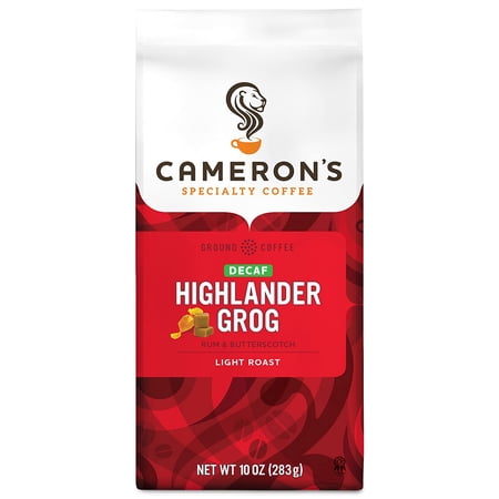 Camerons Coffee Roasted Ground Coffee Bag, Flavored, Decaf Highlander Grog, 10 Ounce