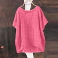 thumbnail image 2 of MEICHEN Women's Summer Short Sleeve Solid Casual Cotton Linen Tops Fashion Loose Crewneck Blouse Tshirts for Women, 2 of 5