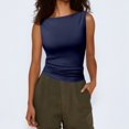 thumbnail image 2 of Women's Casual Round Neck Solid Fashion Tank Top Comfortable Stretch Fit Basic Layering Piece Versatile Everyday Wear, 2 of 2