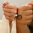 thumbnail image 3 of SmartBy 1 Pair Couple Matching Necklaces Electroplated Alloy Magnetic Heart And Ring Shape Pendant Adjustable Romantic Love Husband Wife Pairing Necklaces Valentines Day Gift, 3 of 6