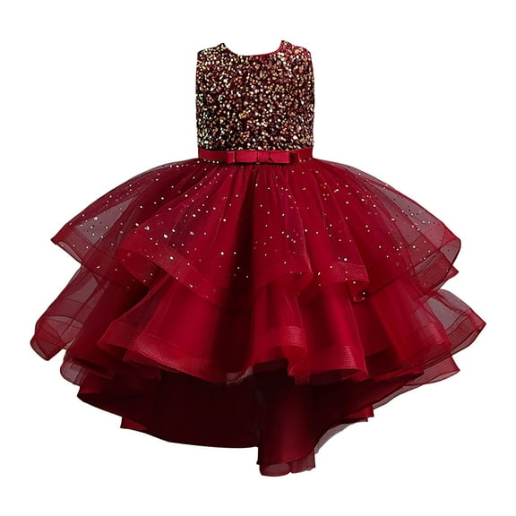 Flower Girl Dresses for Girls 7-16 Toddler Girls Tutu Sundress Ruffle Sleeve Double Fluffy Tiered Tulle Summer Dresses for Kids 2-8Y