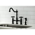 thumbnail image 3 of Kingston Brass KS1270AXBS Heritage Bridge Kitchen Faucet with Brass Sprayer, Matte Black, 3 of 5