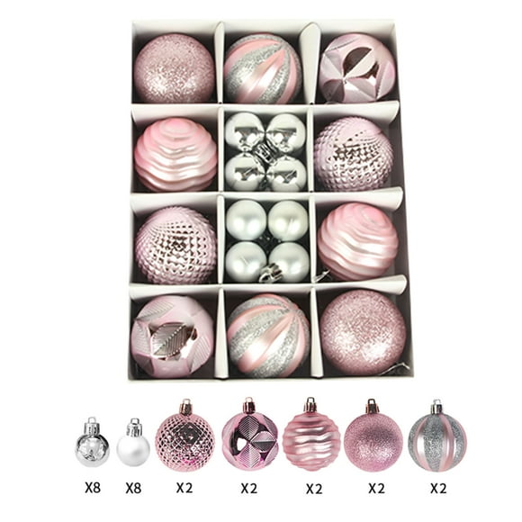 ESULOMP 26PCS Small Christmas Ball Gift Box Set Oranments Pendant, Shatterproof Christmas Tree Bauble Hanging Decoration Plastic Ball for Xmas Holiday WeddingHome Party Ornament Decor(2.36in+1.18in)