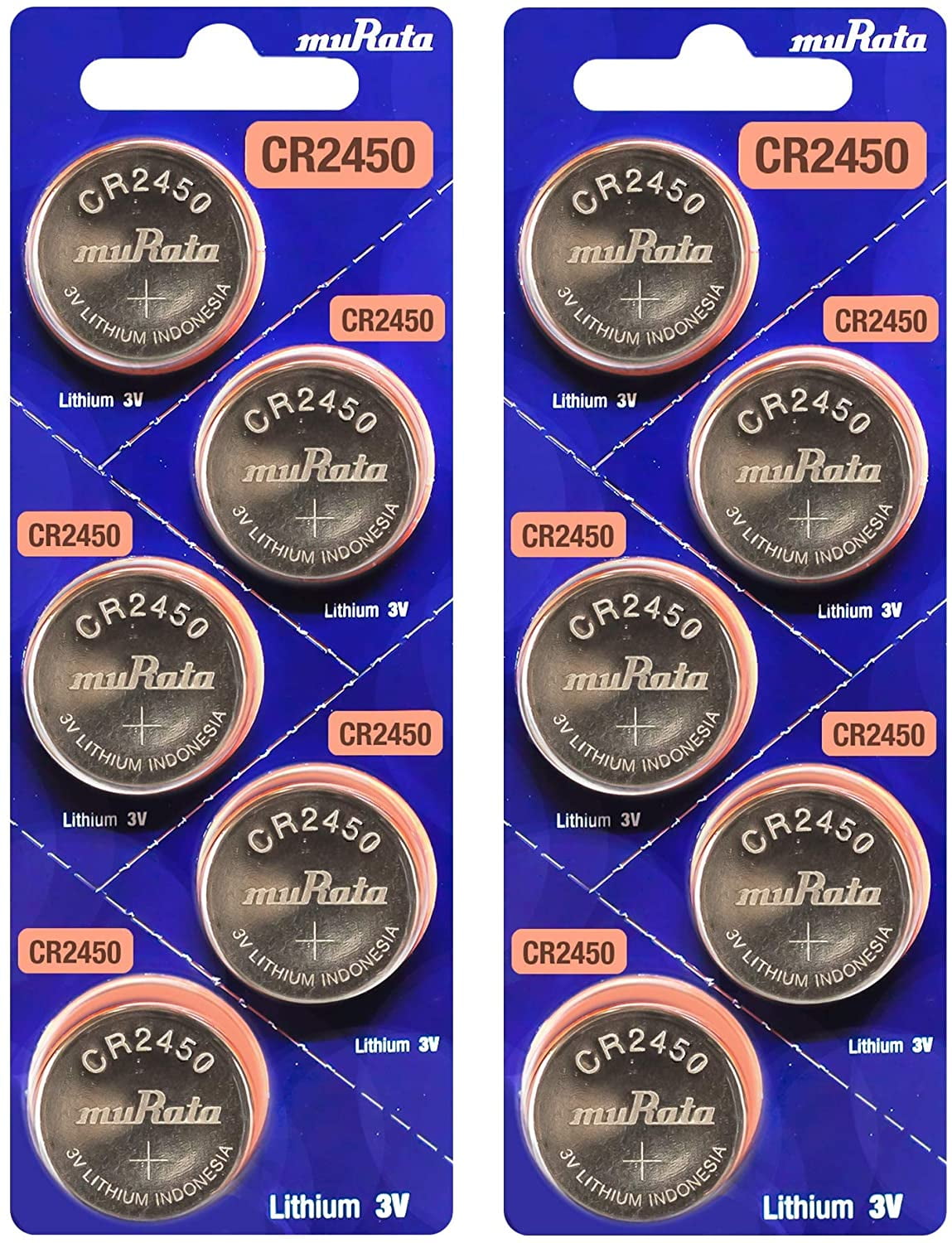 Murata CR2450 Battery 3V Lithium Coin Cell Replaces Sony CR2450 (10