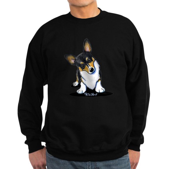 CafePress - Kiniart Tricolor Corgi Sweatshirt (Dark) - Classic Crew Neck Sweatshirt