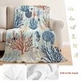 thumbnail image 5 of Blue Coastal Blanket Soft Cozy Warm Throw Blanket for Couch, Plush Fuzzy Flannel Fleece Blankets for Sofa, Summer Beach Coral Shell Starfish Seahorse Bed Blankets Lightweight Gifts for Women, 32"x48", 5 of 9