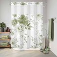 thumbnail image 6 of No Hook Shower Curtain, Sage Green Flower Shower Curtains for Bathroom with See Through Top Window, Watercolor Gradient Retro Floral Waterproof & Washable Bath Curtain Extra Long 72"x96", 6 of 9