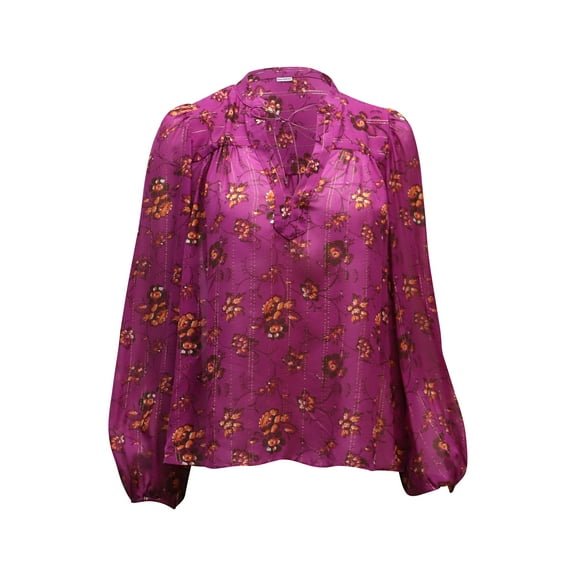 Pre-Owned Ulla Johnson Arnoux Floral Print Blouse in Purple Silk