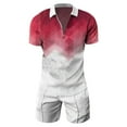thumbnail image 3 of Fimkaul Mens Summer 2 Piece Outfits Short Sets 3D Suit Shorts Beach Tropical HawaiianSS Body Sports Shorts Suit Sports Suit Short Sleeve Tracksuits Red XL, 3 of 4