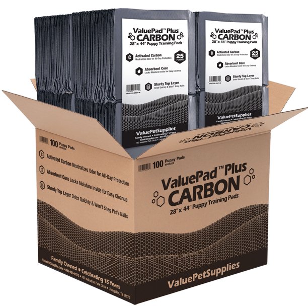 ValuePad Plus Carbon Puppy Pads, XXL Gigantic 28x44 Inch, 100 Count